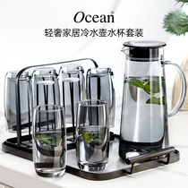 ocean gull in livingroom hospitality glass tea cup high-end light lavish suit for drinking water cup home heat resistant cool kettle