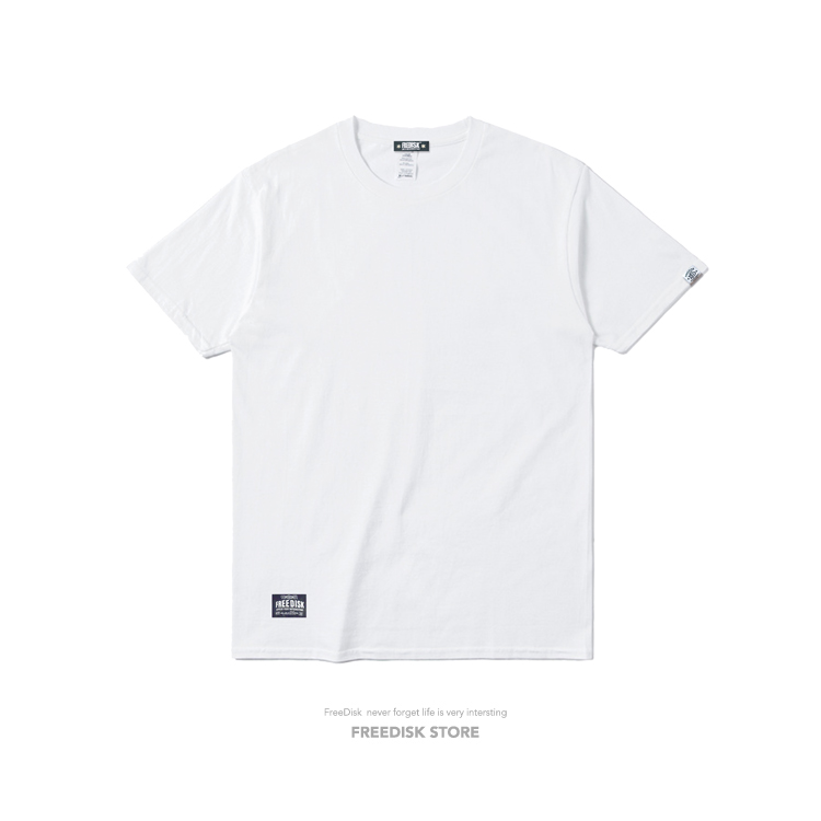 FDSK原创白色纯棉打底衫学生潮流百搭圆领纯色短袖t恤-图3