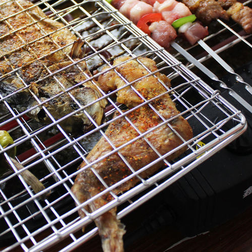 不锈钢烤鱼夹 户外烧烤工具304不锈钢食品级烧烤网夹拍子大号家用 - 图1