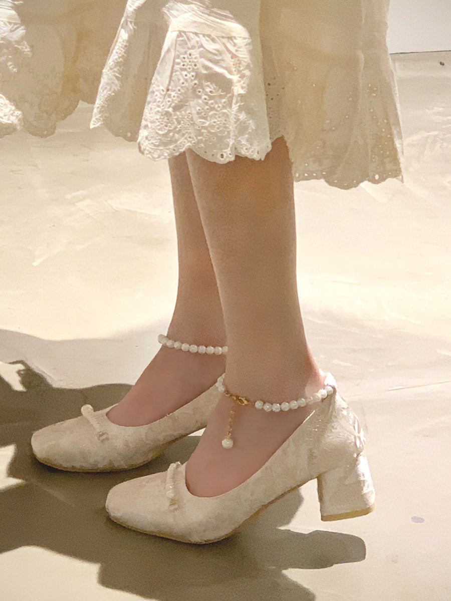新中式玛丽珍鞋女复古中粗跟仙女风伴娘浅口高跟配马面裙旗袍单鞋,淘宝优惠券,粉丝福利购,淘宝优惠卷
