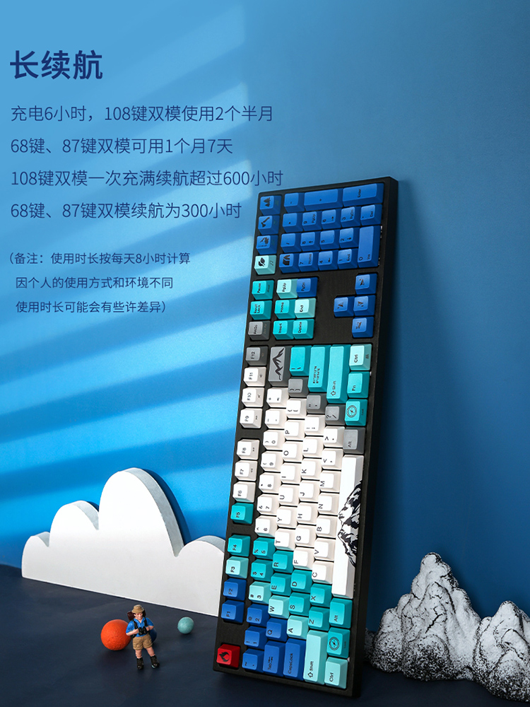 varmilo/阿米洛山巅无线有线蓝牙游戏静电容轴台式笔记本机械键盘 - 图1