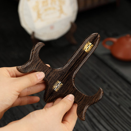 普洱茶架子家用仿木茶叶摆放置物架茶饼架托展示支架功夫茶具配件 - 图3