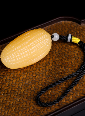 和田玉黄玉玉米手把件