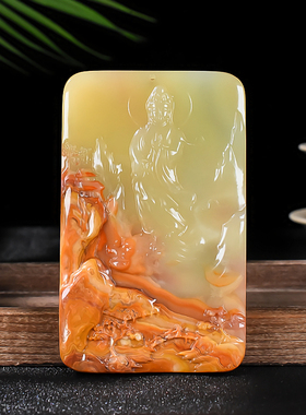 和田玉籽料观音挂件手把件