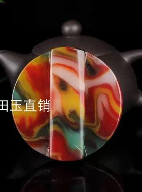 天然新疆和田玉彩玉龙头皮带扣