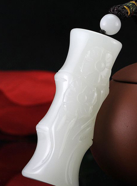 天然和田玉竹子手把件