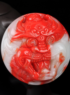 天然新疆和田玉彩玉貔貅皮带扣