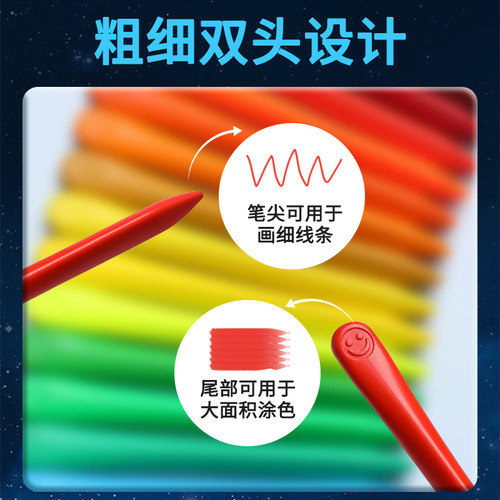 得力不脏手塑料蜡笔安全无毒油画棒双头diy画画笔儿童幼儿园宝宝专用小学生美术可水洗套装不粘手的腊笔24色 - 图3