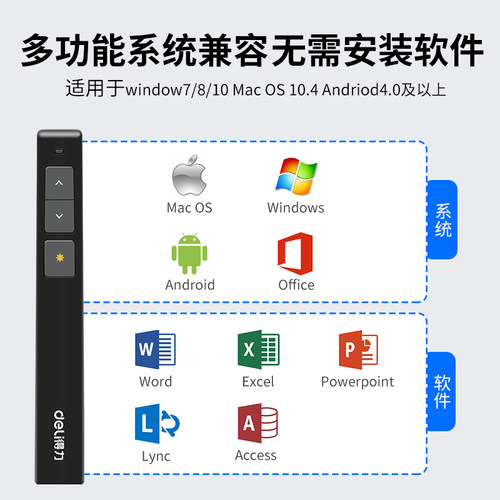 得力ppt翻页笔教师用多功能激光笔遥控器投影仪电脑课件专用幻灯片充电多媒体电子智能控制讲课光笔教鞭换页 - 图1