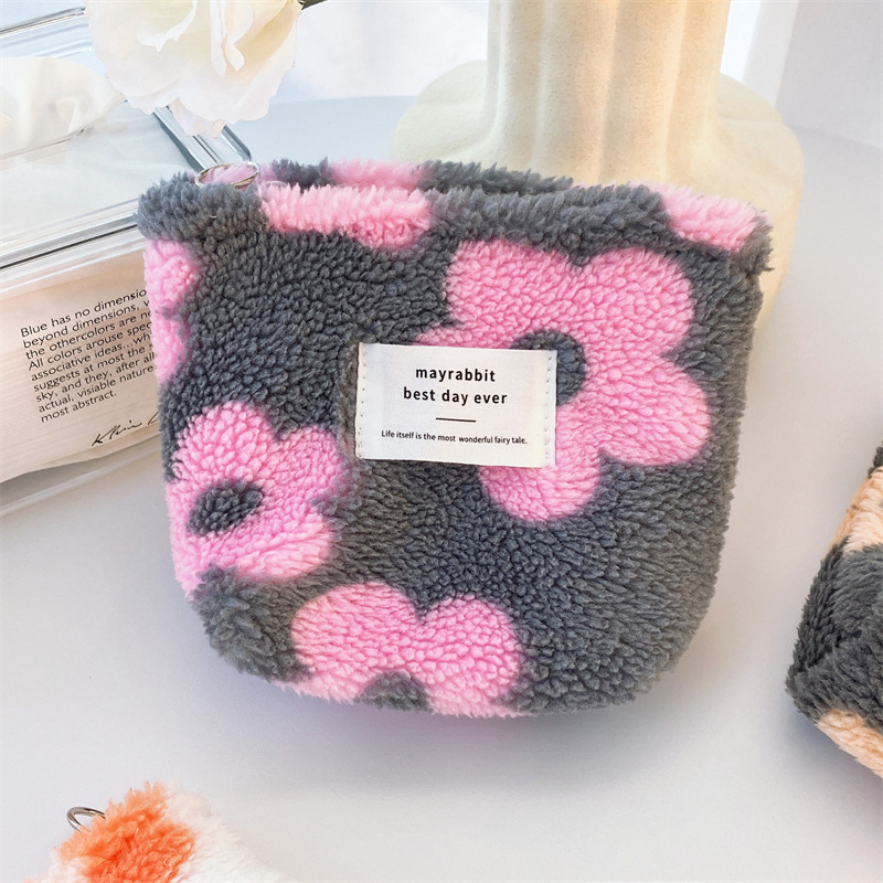 新款日韩网红小方包帆布包毛绒花朵零钱包口红包包收纳袋小包包潮,淘宝优惠券,粉丝福利购,淘宝优惠卷