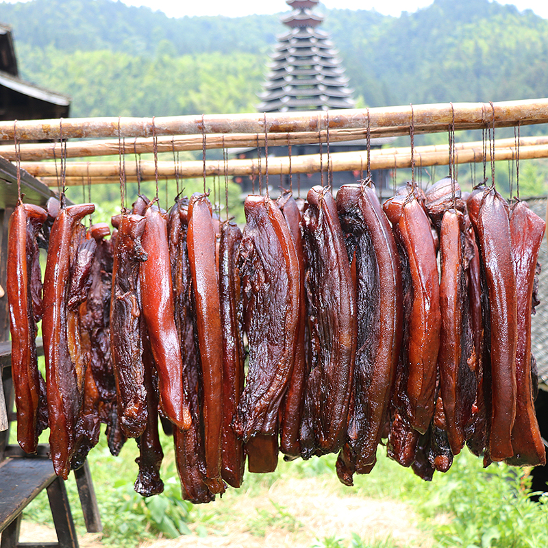 湘西腊肉农家自制 正宗柴火烟熏土猪后腿肉 湖南特产腊味500g - 图0