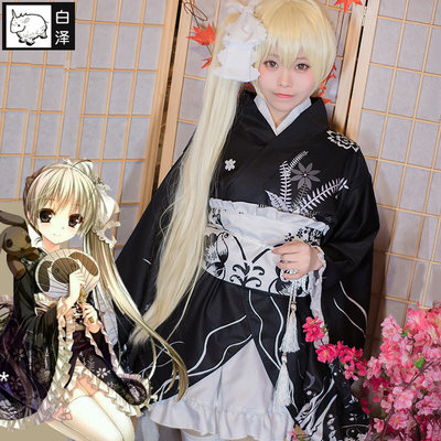 白泽春日野穹妹服装全套缘之空cosplay女装制服日式黑色和服浴衣 虎窝淘