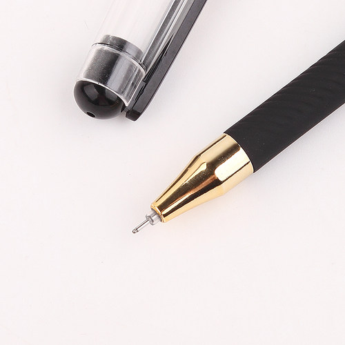 晨光中性笔黑金系列0.5mm全针管碳素笔磨砂杆学生考试用拔盖式黑色笔芯水笔商务办公会议签字笔文具用品批发 - 图1