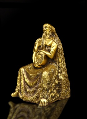 纯铜易经三圣像摆件伏羲孔子杨公