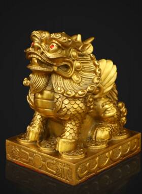 纯铜貔貅单双角貔貅吉祥瑞兽摆件皮丘客厅办公室聚财纳福独角兽铜