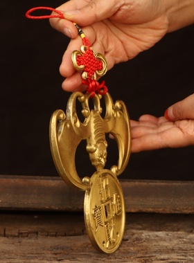 纯黄铜钱福鼠吊房梁化横梁招财