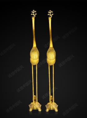 纯铜龟鹤延年龙龟仙鹤摆件黄铜