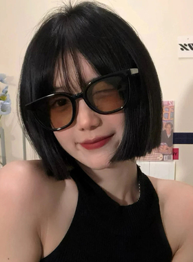 复古茶墨镜高级感ins黑框太阳镜