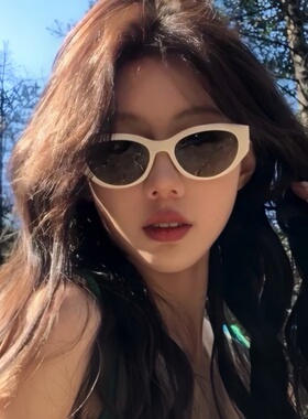 米白色猫眼墨镜女夏复古辣妹风