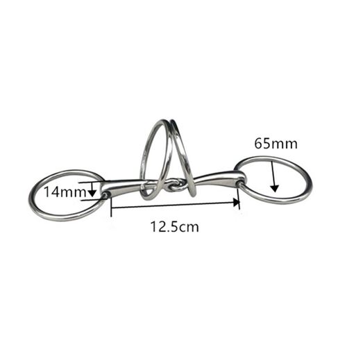 12.5cm 不锈钢双环马口衔铁 方向好马具马嚼子14.5厘米 - 图1