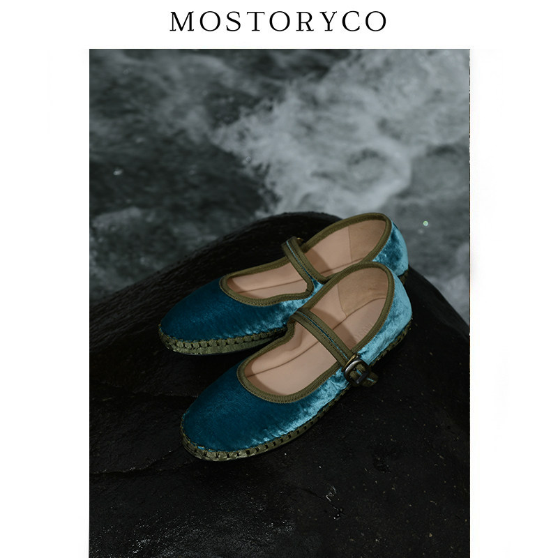 Mostoryco|重磅真丝丝绒单鞋女25秋复古玛丽珍奶奶鞋适圆头平底鞋,淘宝优惠券,粉丝福利购,淘宝优惠卷