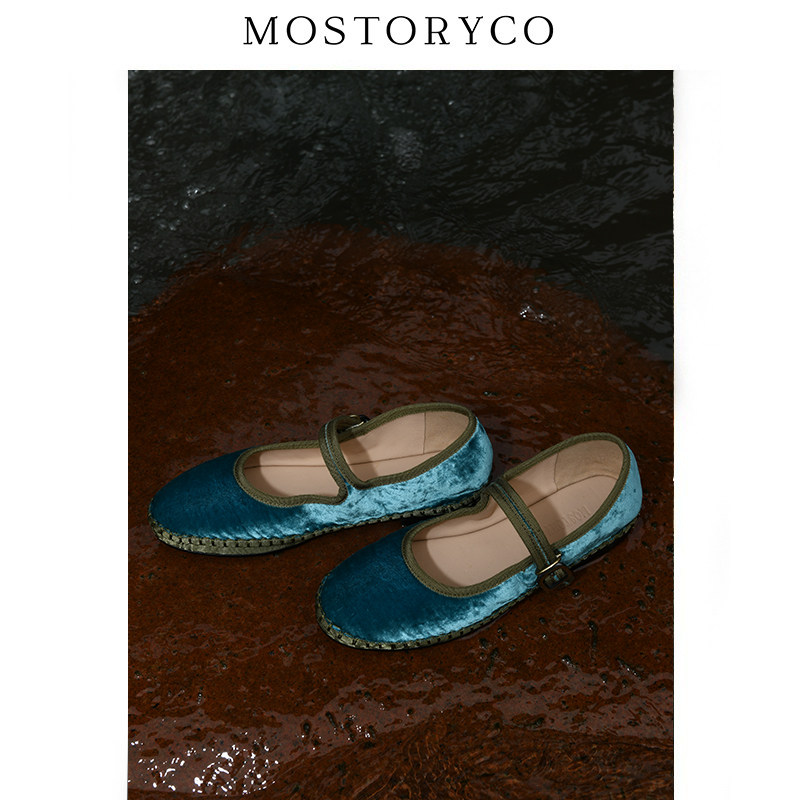 Mostoryco|重磅真丝丝绒单鞋女25秋复古玛丽珍奶奶鞋适圆头平底鞋,淘宝优惠券,粉丝福利购,淘宝优惠卷