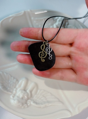 原创木头天然手作黑檀木几何型皮绳项链长款个性大气民族风毛衣链