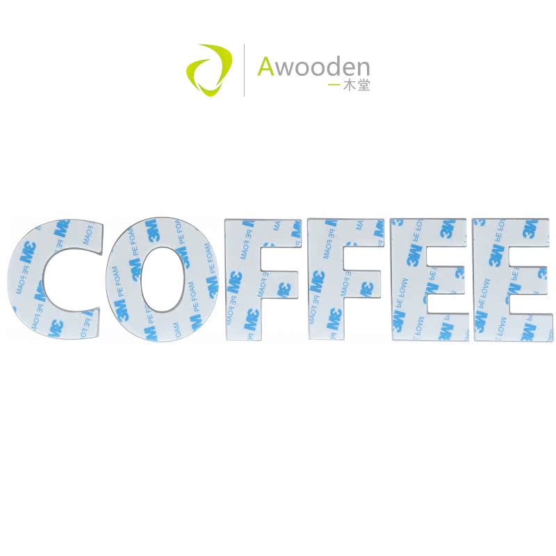 Awooden一木堂 COFFEE咖啡 不锈钢字母挂钩 3M免钉无痕 门后粘钩