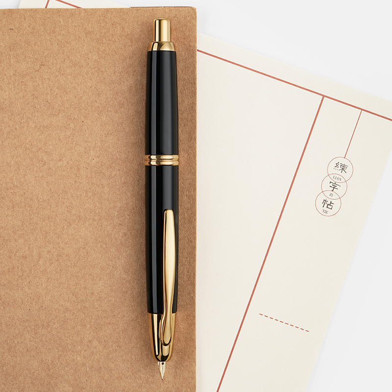 日本PILOT百乐CAPLESS钢笔墨水礼盒按动式钢笔18K金尖黄铜9代-图2