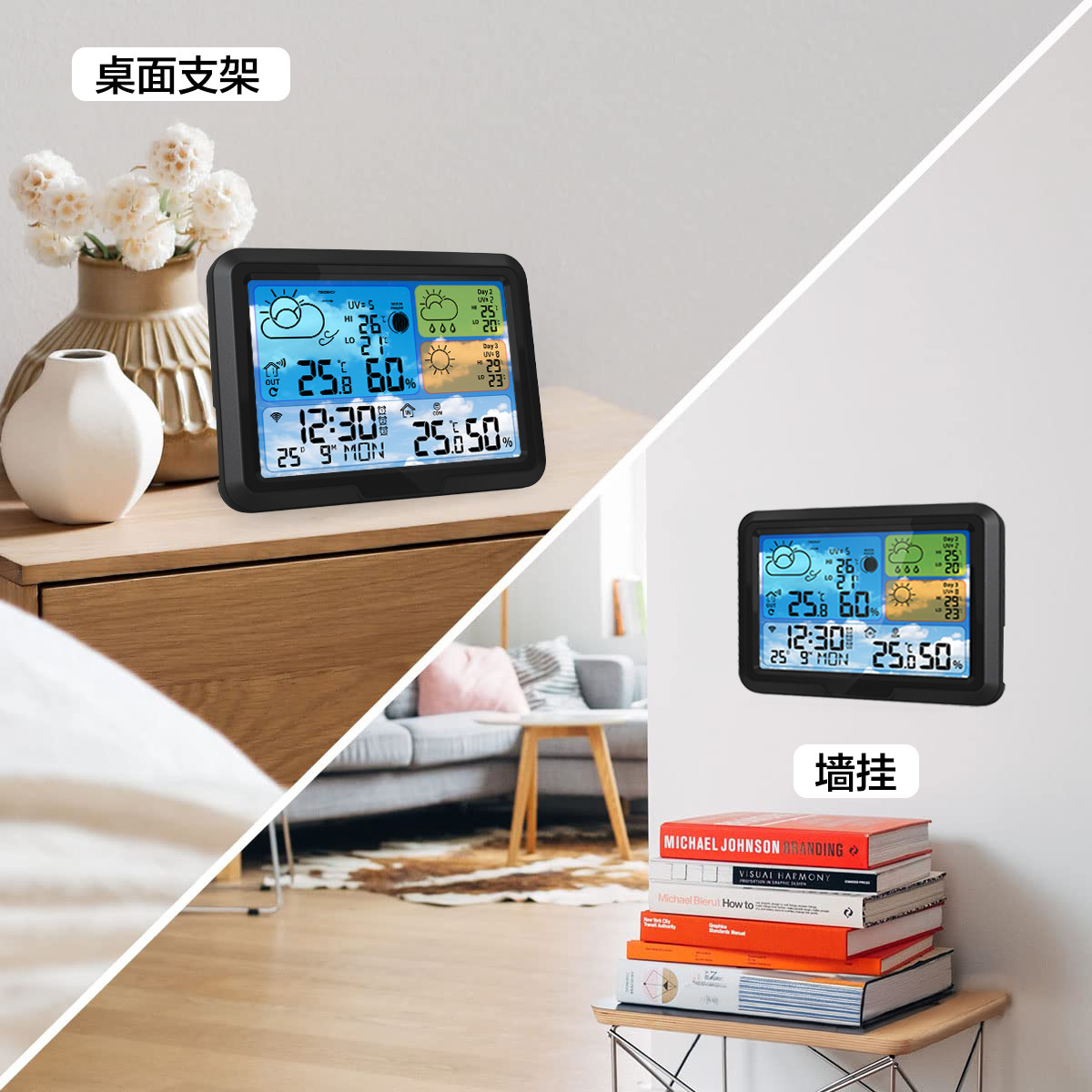 家用Tuya Wi-Fi气象钟智能室内室外温度湿度计无线多功能气象站,淘宝优惠券,粉丝福利购,淘宝优惠卷