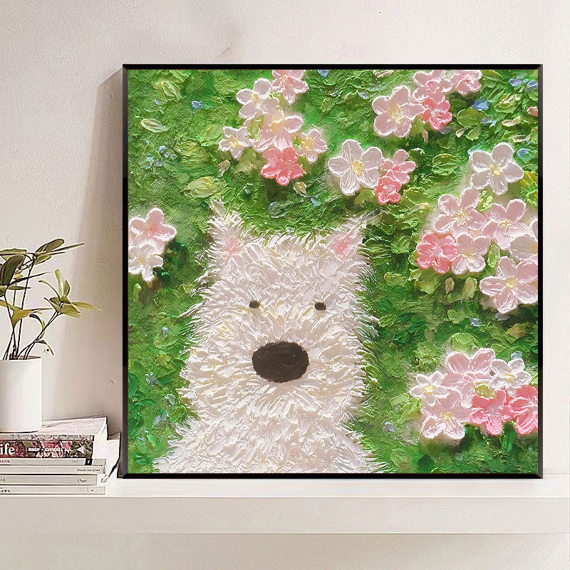 花园小狗钻石画2025新款手工DIY钻石十字绣卡通点贴钻小狗钻石绣,淘宝优惠券,粉丝福利购,淘宝优惠卷