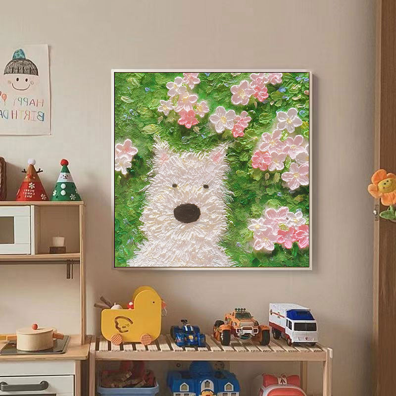 花园小狗钻石画2025新款手工DIY钻石十字绣卡通点贴钻小狗钻石绣,淘宝优惠券,粉丝福利购,淘宝优惠卷