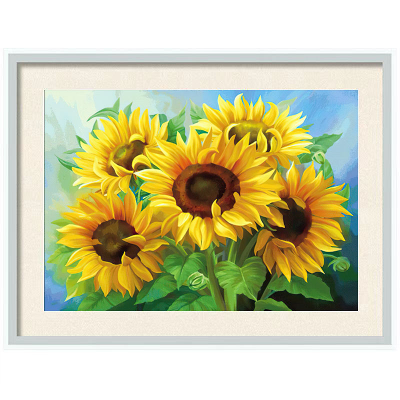 带框钻石画向日葵2024新款点贴粘钻十字绣简单手工diy客厅小幅ins,淘宝优惠券,粉丝福利购,淘宝优惠卷