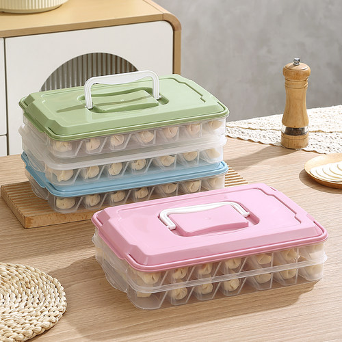 饺子盒分格家用冰箱速冷冻收纳盒多层带盖水饺云吞托盘保鲜食品级 - 图2