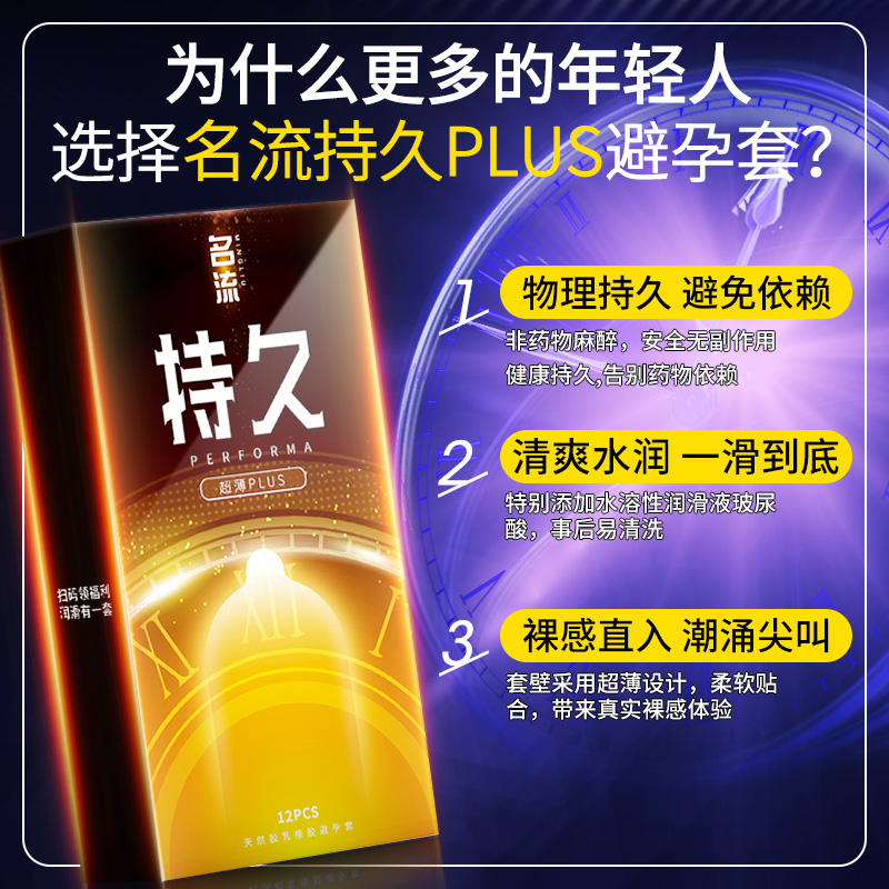 名流延时避孕套男用持久装防早泄超薄延迟锁精环安全套旗舰店正品-图0