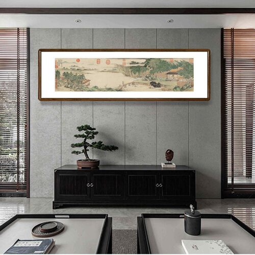 携琴访友图国画山水画中式客厅沙发背景墙装饰画书房酒店仿古壁画 - 图2