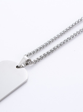 工厂直销钛钢吊牌项链宠物军牌男女吊坠工牌钛钢身份饰品定制军牌