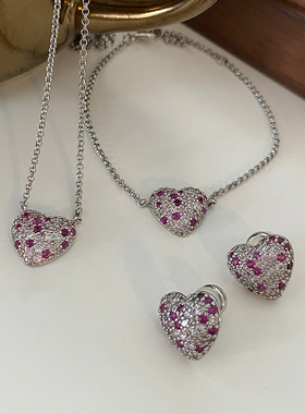 DSTYLEACC韩国叠戴紫色爱心项链