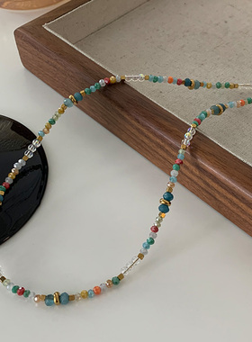 DSTYLE彩色天然石多巴胺项链钛钢