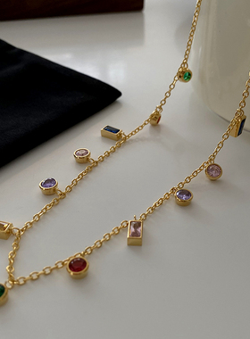 DSTYLE多巴胺彩色宝石彩宝项链女