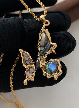 DSTYLE金属麻花链极光蝴蝶项链女