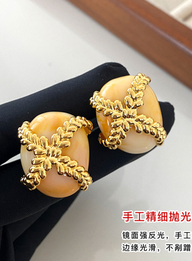 DSTYLE设计感交叉树叶天然石耳环