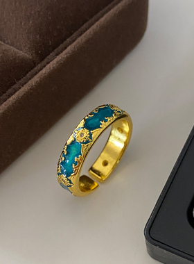 DSTYLE宫廷中古风青绿珐琅彩戒指