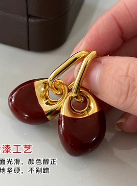 DSTYLE小香风设计感红色滴釉耳坠