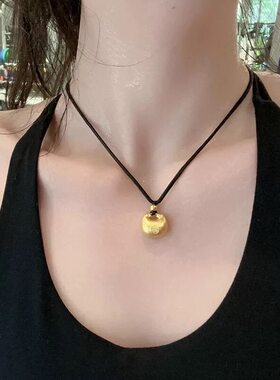 越南沙金小胖福平安锁项链中式古风设计感小众百搭吊坠简约颈链