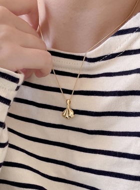 解忧 饰物小白同款韩系小众设计925银金色立体吊坠项链毛衣链颈链