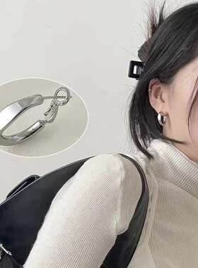 解忧饰物章若楠同款银色耳圈圆圈素耳环女小众耳钉高级感春夏耳饰