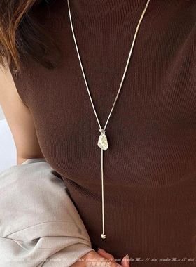 设计感不规则几何项链叠戴轻奢可调节毛衣链秋冬配饰颈链锁骨链女