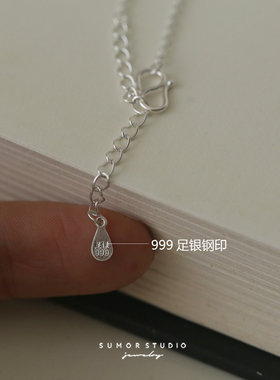 S999足银竹叶流苏项链新中式