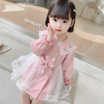 Girl Autumn Clothing Windcoat Jacket Children Medium Long Version Foreign Pie Cardiovert Kid Trendy Princess Woman Baby New Blouse